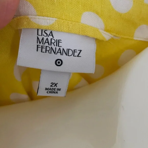 Lisa Marie Fernandez Yellow and White Polka Dot Top (XXL) - Picture 10 of 14